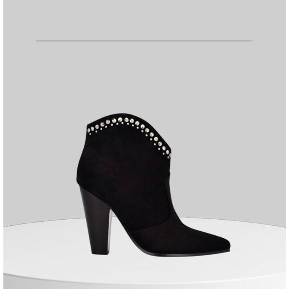 NINE WEST Sera Suede Dress Booties Black Size 8 - Picture 1 of 11